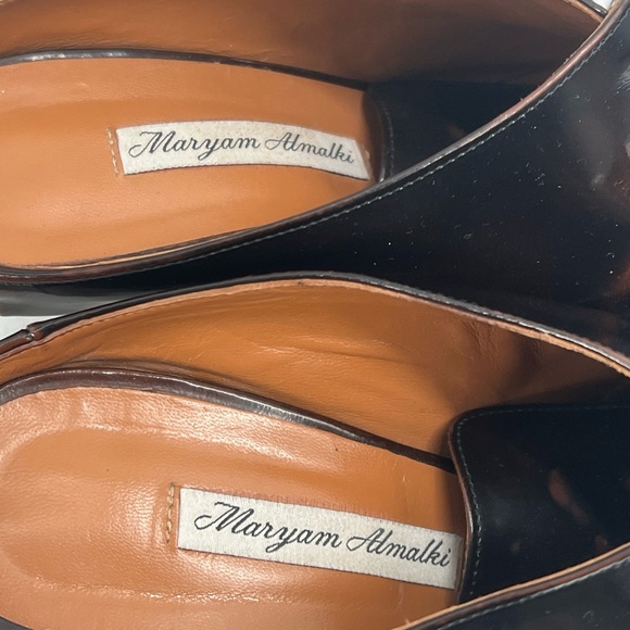 Maryam Almalki Women's Jane Lace Up Pointed Toe Brown Leather Mules EU Size 39 - Picture 6 of 16